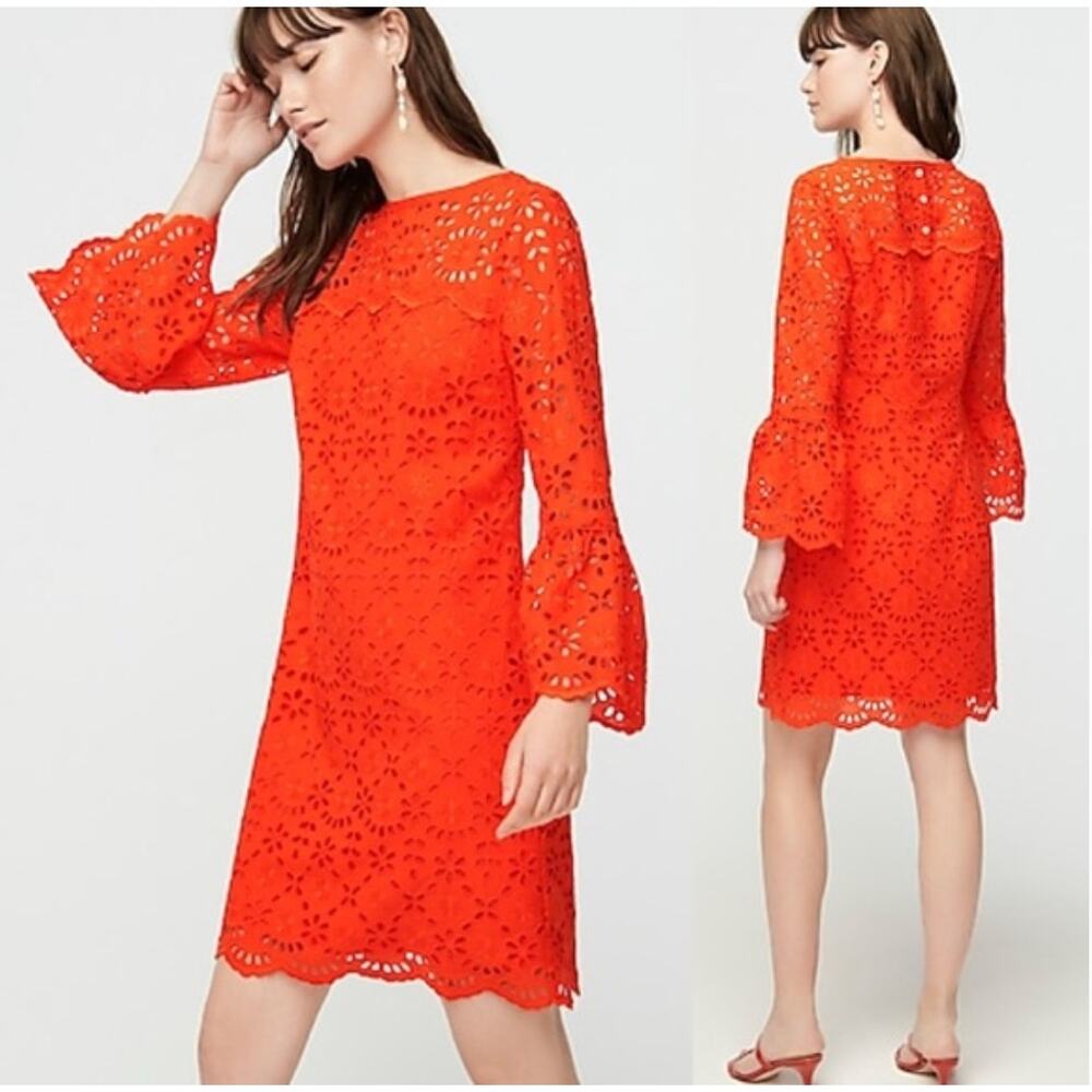 J. Crew Red Orange Eyelet Dress - Size 2 NWT